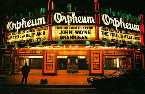 https://flic.kr/p/EFRYod | Orpheum Theater Vintage Neon Sign Movie Marquee | Orpheum theater neon signage. A vintage movie marquee from an old folder of photos I came across. Don't know who took the pictures or remember where they came from, but they sure look nice. Old Movie Theater, Theater Aesthetic, Movie Theater Aesthetic, Orpheum Theater, Vintage Movie Theater, Movie Marquee, Neon Signage, Vintage Neon, Vintage Neon Signs