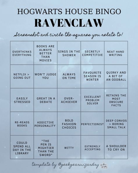 Harry Potter References, Obscure Facts, Ravenclaw Slytherin, Gryffindor Ravenclaw, Bingo Template, Hufflepuff Pride, Ravenclaw Aesthetic, Find Your Aesthetic, Hogwarts Crest