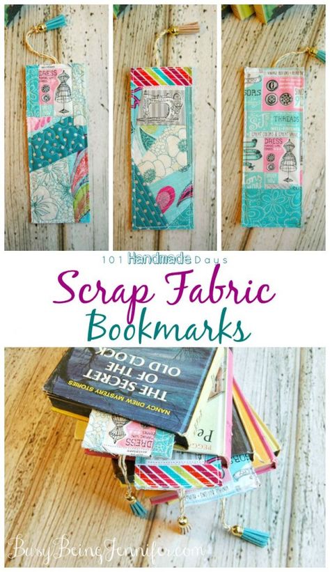 101 Handmade Days: Scrap Fabric Bookmarks Tutorial Pinboard Diy, Fabric Bookmarks, Diy Sy, Scrap Fabric Projects, Diy Bookmarks, Scrap Fabric, Book Markers, Small Sewing Projects, Hot Pad