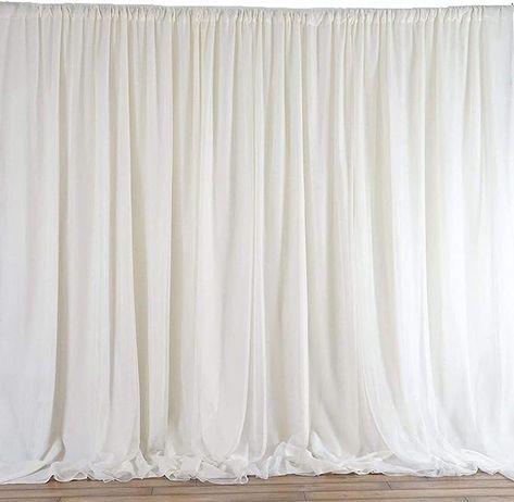 Amazon.com: Sedona Designz 115" x 120" Ivory Chiffon Voile Curtians Drapes Panels for Event Decor - Backdrop Draping : Electronics Chiffon Backdrop Wedding, Chiffon Backdrop, Backdrop Draping, Decor Backdrop, Bridal Makeup Natural, Backdrop Wedding, Drape Panel, White Chiffon, White Backdrop