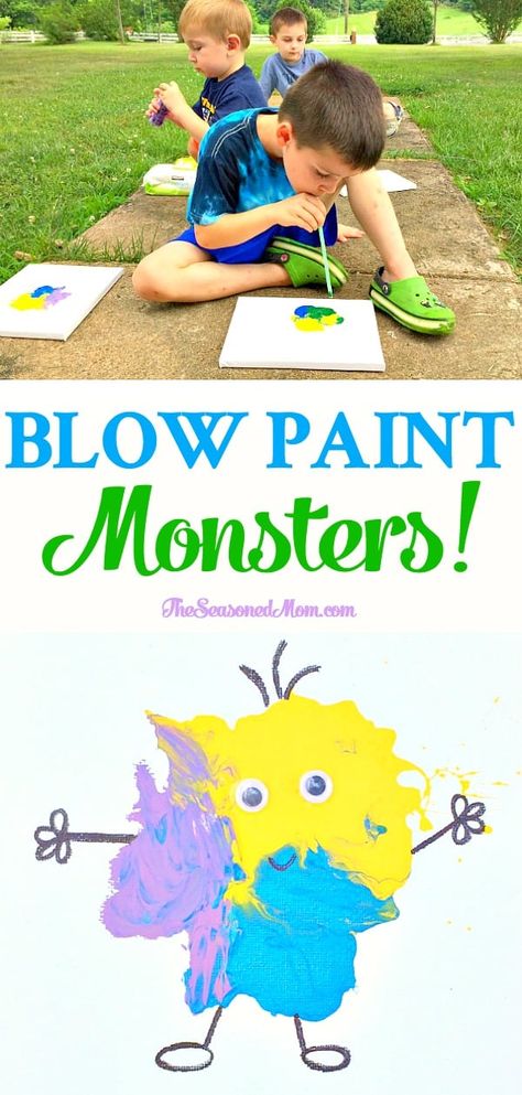 Simple Art Activity, Art Activity For Kids, Blow Paint, Arts And Crafts For Teens, Art And Craft Videos, Easy Arts And Crafts, Easy Art Projects, Summer Crafts For Kids, Art Activity