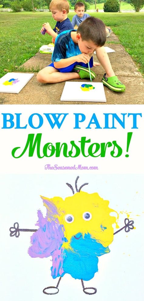 Simple Art Activity, Art Activity For Kids, Blow Paint, Arts And Crafts For Teens, Art And Craft Videos, Easy Arts And Crafts, Summer Crafts For Kids, Easy Art Projects, Art Activity