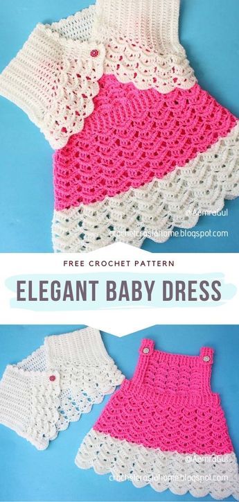 Elegant Baby Dress Free Crochet Pattern These stitches are out of this world! #CrochetBabyDress #FreeCrochetPattern Baby Pinafore Dress, Crochet Girls Dress Pattern, Crocheted Clothing, Crochet Baby Dress Free Pattern, Crochet Baby Poncho, Crochet Dress Girl, Baby Poncho, Crochet Dress Pattern Free
