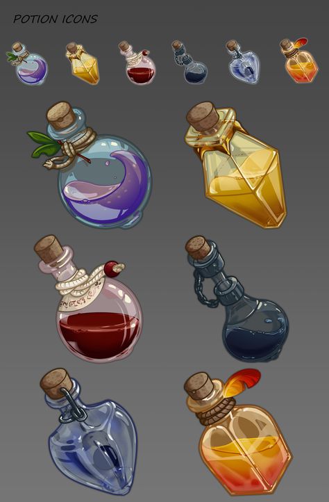 Potion Belt Drawing, Potion Drawing Reference, How To Draw Potions, Kawaii Potion Bottle Drawing, Cute Potion Bottles, Fantasy Potion Shop Concept Art, Potion Brewing Aesthetic, Spilled Potion Bottles Drawing, Potion Digital Art