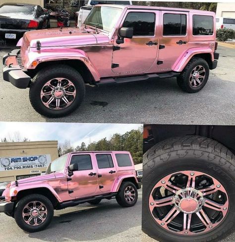 Pink chrome jeep Pink Jeep Wrangler, Auto Jeep, Custom Jeep Wrangler, Pink Jeep, Jeep Mods, Black Jeep, Dream Cars Jeep, Custom Jeep, Pink Details