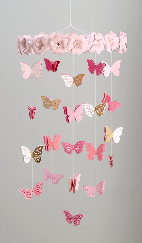 DIY Butterfly Mobile with Close to my Heart and @PocketfulofPaint Paper Crafts Kids, Diy Butterfly Decorations, Butterfly Mobile, Flower Mobile, Diy Butterfly, Diy Paper Crafts Decoration, Paper Flowers Craft, Origami Crafts Diy, Butterfly Crafts