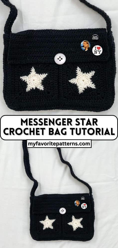 Learn how to make a stylish and functional Messenger Star Crochet Bag with this step-by-step tutorial. Discover frequently asked questions, alternative closure options, and customization tips. Get inspired and start crocheting today! Simple Crochet Bag, Crochet Messenger Bag, Hairstyles Crochet, Bag Patterns Free, Messenger Bag Patterns, Tote Crochet, Thought Daughter, Gifts Crochet, Hats Crochet