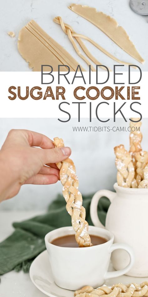 Braided Food Ideas, Sugar Cookie Sticks, Sugar Cookie Bites, Stick Cookies, Sugar Cookie Dough Recipe, Jul Mad, Cookie Dough Recipe, Cookie Sticks, Dipped Cookies