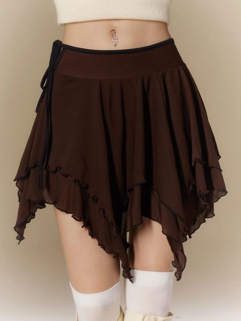 Asymetric Skirt, Brown Skirt Outfit, Modern Dans, Fair Outfits, Fairy Skirt, Earthy Outfits, Rock Outfit, Life Aesthetic, Brown Skirts