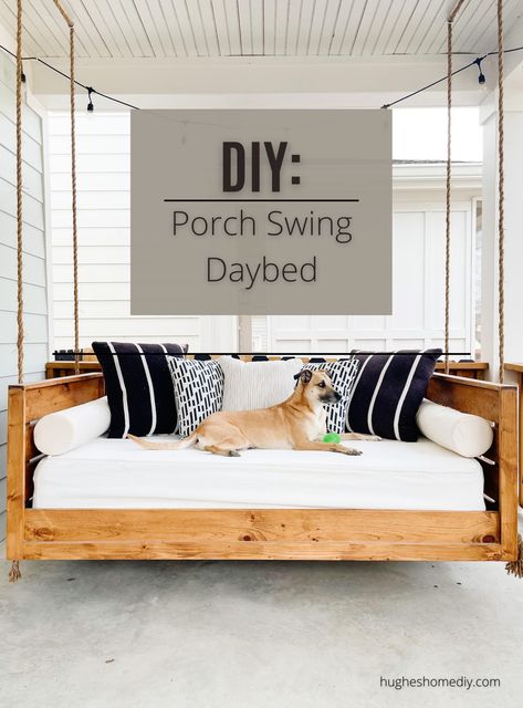 Daybed Swings Outdoor Porch, Twin Mattress Porch Swing Diy, Swinging Daybed Outdoor, Porch Swing Daybed, Diy Daybed Swing, Bed Swings Outdoor, Porch Daybed, Bed Swing Diy, Porch Swing Ideas