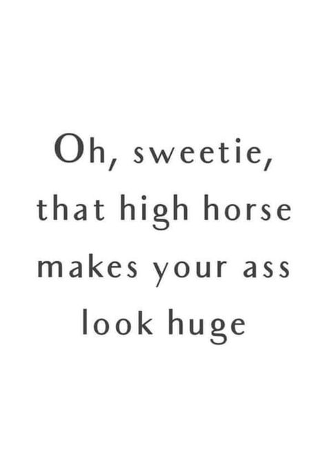 Humour, Funny Signs, Need A Laugh, High Horse, Sassy Quotes, Sarcastic Quotes Funny, Badass Quotes, E Card, Sarcastic Humor