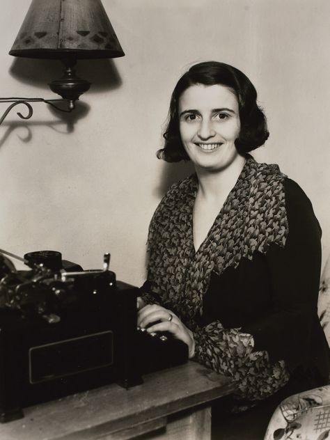Ayn Rand | Hollywood, California, c. 1930s | Ayn Rand seated at her desk. The desk was a gift from her husband Frank O’Connor. Writers And Poets, Anthem Ayn Rand, Ayn Rand Quotes, Atlas Shrugged, Ayn Rand, Writers Write, Book Writer, Famous Women, Book Authors