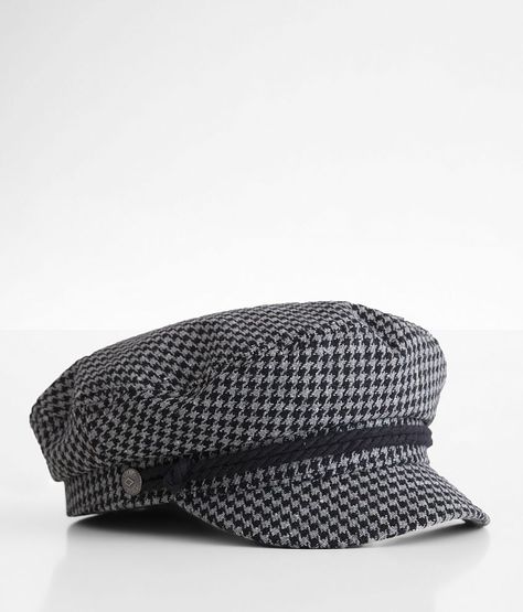 Brixton Fiddler Cabbie Hat - Grey Medium, Women's Duskblack Houndstooth lined hat Cord detail. Shell/Lining: 100% Polyester. Do not wash.. WOMEN'S BRIXTON HAT SIZE CONVERSION CHART Size XS S M L XL Measurement (Inches) 21 1/4 22 22 4/5 23 3/5 24 2/5 Measurement (Centimeters) 54 56 58 60 62 Fitted Size 6 3/4 7 7 1/4 7 1/2 7 3/4 *This is a general guide to help you find your size in Brixton. Measurements vary with each style. Apparel & Accessories > Clothing Accessories > Hats Women's Hats, Thrift Fits, Fiddler Hat, Conductor Hat, Brixton Hat, Cabbie Hat, Hat For Women, Summer Fits, Conversion Chart