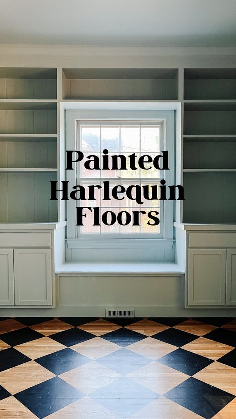 Painted Chequerboard Floor, How To Paint Harlequin Pattern Diy, Painted Checkerboard Floor, Harlequin Painting, Harlequin Floors, Painted Plywood Floors, Painted Wooden Floors, Cheap Tiles, Fixer Upper Home