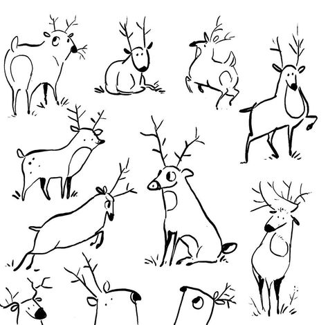 Cute Deer Drawing, Deer Doodle, Snow Survival, Winter Doodles, Game Simulator, Photoshop App, Watercolor Doodles, Winter Board, Whiteboard Art