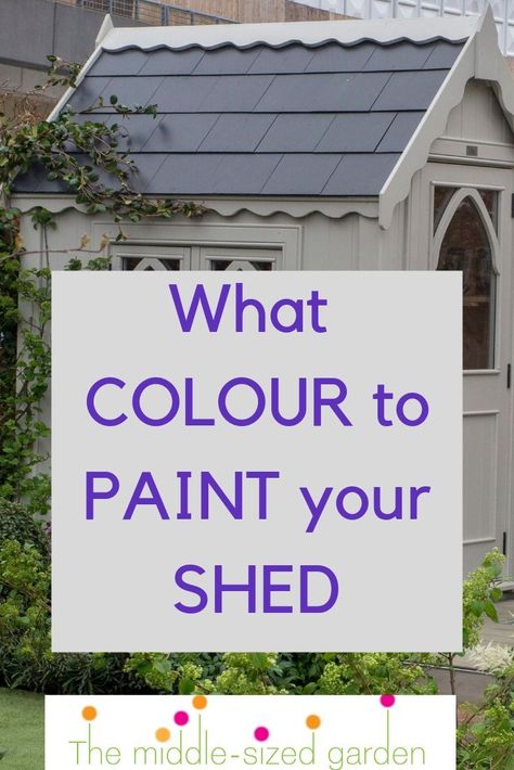 Inspiration for your shed colours - paint your shed bright, modern, Farrow & Ball or to go with your garden colour scheme #gardens #sheds #shed #backyard #middlesizedgarden She Shed Exterior Ideas, She Shed Exterior, Shed Paint Colours, Painted Garden Sheds, Shed Exterior Ideas, Fence Paint Colours, She Shed Decorating Ideas, Sheds Ideas Backyard, Blue Shed