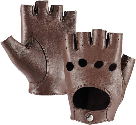 Amazon.com: Womens Fingerless Leather Driving Gloves Soft Sheepskin Half Finger Cycling Motorcycle Gloves Unlined,Brown,S : Clothing, Shoes & Jewelry Leather Gloves Brown, Fingerless Leather Gloves, Mushroom Costume, Leather Fingerless Gloves, Captain America Costume, Leather Driving Gloves, She Mask, Cold Weather Gloves, Motorcycle Gloves