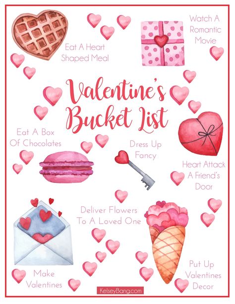 Feb Bucket List, Things To Make On Valentines Day, Valentine Bucket List, February Bucket List 2024, February Bucket List For Kids, Velantine Week Days List, Valentines Bucket List, Valentine’s Day Bucket List, Valentines Day Bucket List