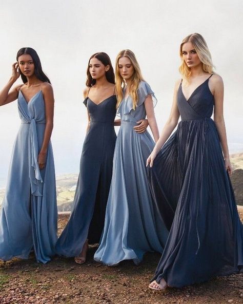 Mismatched Bridesmaid Dresses Blue, Bridesmaids Inspiration, Summer Bridesmaids, Navy Blue Bridesmaids, Navy Bridesmaids, Summer Bridesmaid Dresses, Navy Blue Bridesmaid Dresses, Dusty Blue Bridesmaid Dresses, Bridesmaid Inspiration