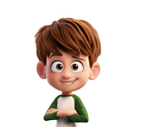 Fimo, Brown Hair Cartoon Characters, Brown Hair Cartoon, Boy Cartoon Characters, Hair Cartoon, Baby Cartoon Drawing, Cartoon Eyes, Image 3d