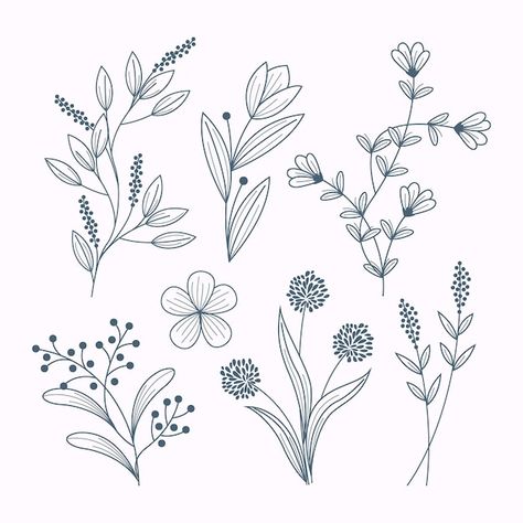 Hand drawn flower collection Free Vector | Free Vector #Freepik #freevector #flowers #nature #hand-drawn #leaves Flowers Drawing Design Hand Drawn Embroidery Patterns, Minimalist Flower Drawing, Flower Drawing Images, Rose Line Art, Drawn Leaves, Hand Drawn Leaves, Red Rose Tattoo, Minimalist Flower, Flower Line Drawings