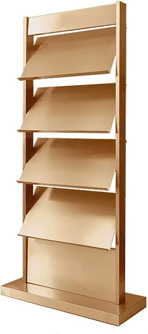 Amazon.com: YLLFFLL Tiered Design Iron Magazine Rack Floor-Standing, Commercial Magazine Display Stand for Literature, Product Introductions, for Sales Department/Public Reception Area (Color : Gold) : Home & Kitchen Brochure Stand Design, Newspaper Display, Traditional Bookshelves, Store Display Design, Brochure Stand, Book Display Stand, Brochure Display, Newspaper Stand, Magazine Display