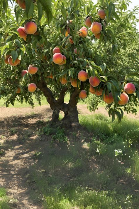 #peaches Nature, Home Fruit Orchard, Fruit Trees Backyard Design, Strawberry Orchard, Farm Life Aesthetic, Watermelon Tree, Food Growing, Fruit Orchard, Peach Orchard