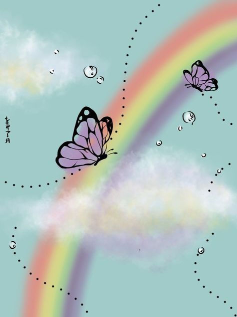 Tela, Butterfly Rainbow Wallpaper, Rainbow Butterfly Painting, Rainbow Aesthetic Drawing, Rainbow Butterfly Wallpaper, Rainbows And Butterflies, Fly Drawing, Rainbow Drawing, Rainbow Butterflies