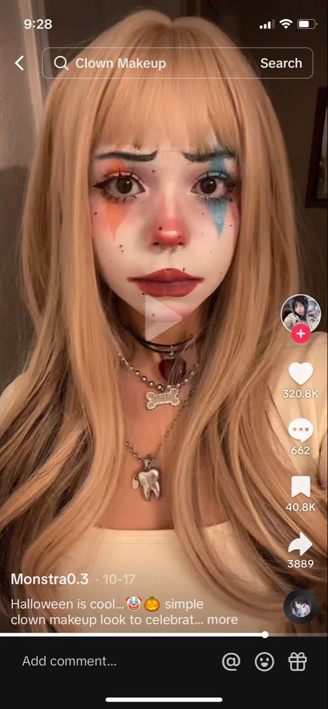 Clown Makeup Ideas Easy, Fun Clown Makeup, Payasa Makeup, Clown Aesthetic Makeup, Soft Clown Makeup, Face Paint Ideas For Teens, Cute Clown Makeup Aesthetic, Maquillaje De Payaso Mujer, Copy Paste Latina Makeup