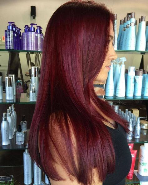 Bright Burgundy Locks Eggplant Colored Hair, Eggplant Hair, Hair Color Cherry Coke, Pelo Color Borgoña, Pelo Color Vino, Maroon Hair Colors, Wine Hair Color, Red Hairstyles, Hair Color Tutorial