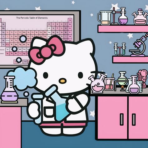 Icon pfp Scientists Hello Kitty chemistry laboratory? idk 🧪🤍🎀