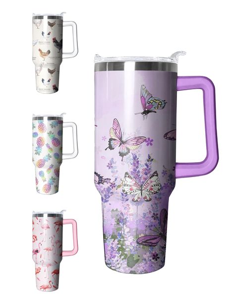 PRICES MAY VARY. Our 40 oz Tumbler with Handle and Straw Lid fits easily in the cup holder in your car.and you can easily carry ice water to work, study, gym or travel. This vacuum insulated Purple Butterfly water bottle is made of food-grade stainless steel, which is safe and environmentally friendly, can be reused. The 40 oz Tumbler with Handle and Straw Lid made of high-quality 304 stainless steel, double-layer vacuum design, excellent heat preservation effect, and can keep heat and cold for Water Bottle Reusable, Cold Water Bottle, 40 Oz Tumbler With Handle, 40 Oz Tumbler, Tumbler With Handle, 40oz Tumbler, Ice Water, Work Study, Reusable Water Bottles