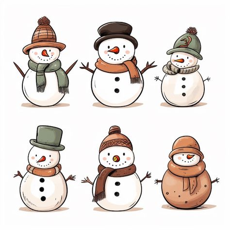 Vector christmas snowman | Premium Vector #Freepik #vector Natal, Christmas Picture Drawing, Vector Christmas Illustration, Draw Christmas Ideas, Christmas Illustration Cute, Snowman Illustration Cute, Christmas Illustration Drawing, Christmas Snowman Drawing, Cute Snowman Drawing