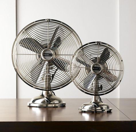 Allaire Desk Fan; available in two sizes and three finishes (brushed nickel, silver sage, or black); currently on sale at Restoration Hardware; starting at $119