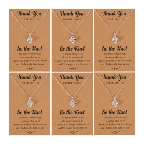 PRICES MAY VARY. Bridesmaids Gifts Set of 6: Here are 3 choice for you. You can choose it as a bridesmaid gifts on your wedding. Love Knot Necklace: The love knot neckalce is made of high quality material, suitable for any dressign style you want to try. Adjustable Bridesmaid Necklace: Each of the love knot necklace size is adjustable for your neck. Perfect Gift: You can give it to your girlfriend, colleagues, relatives and friends on wedding. I'm sure they'll like it. BEST SERVICE: If you have Bridesmaid Dress Jewelry, Bridesmaids Necklaces, Rehearsal Dinner Gift, Wedding Bridal Party Gifts, Junior Bridesmaid Gifts, Brides Maid Proposal, Bridesmaid Necklace Gift, Wedding Gift Set, Bridesmaids Gift Sets