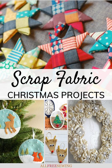 15 Scrap Fabric Christmas Projects | Gather your Christmas fabric scraps and get sewing with this hand selection of festive makes! Patchwork, Upcycling, Linen Scraps Ideas, Fabric Stash Buster, Diy Christmas Projects, Free Christmas Crafts, Christmas Sewing Patterns, Christmas Units, Christmas Sewing Projects