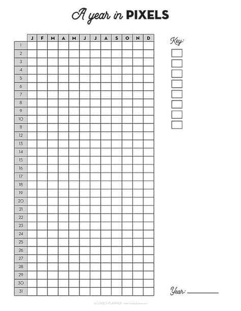 FREE Printable A Year In Pixels Bullet Journal Inspired Tracker (3 sizes): Add this free printable A year in Pixels to your planner or bullet journal to keep track of your mood or other data. 3 sizes included: A5, US letter & Classic HP. Free Printable Daily Mood Tracker. #freeprintable #planner #bulletjournal #bujo #printable #lovelyplanner Goodnotes Mood Tracker, Daily Mood Tracker Free Printable, Mood Tracker Template Printable, A Year In Pixels 2023, Year In A Pixel, Year In Pixels 2023, Bullet Journal Yearly Tracker, Bullet Journal Templates Free Printables, Journal Ideas Trackers