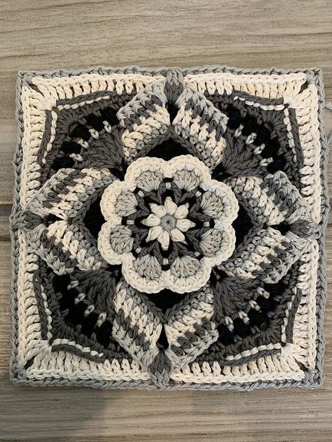 Mandalas, Black And White Granny Square Blanket, Black White Grey Crochet Blanket, Black Crochet Blanket Pattern, Black And Gold Crochet Blanket, Crochet Black And White Blanket, Black And White Crochet Blanket, Black Crochet Blanket, Black And White Granny Square