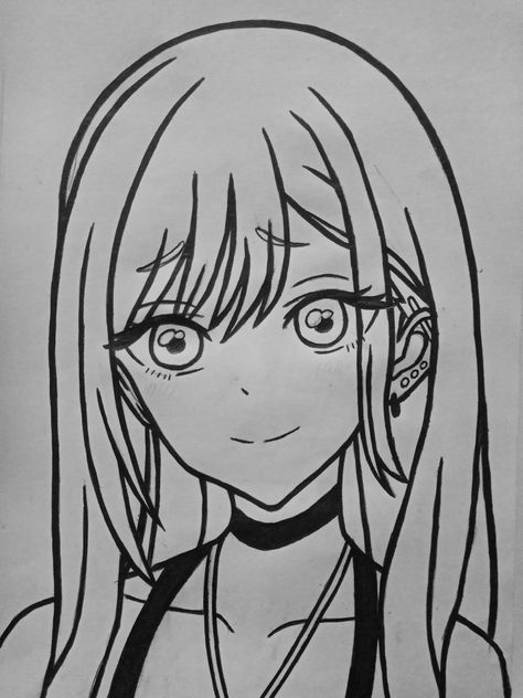 Anime Simple Drawings, Kitagawa Marin, Desen Anime, Anime Drawing, Anime Sketch, Follow For More, Anime Love, Easy Drawings, Cartoon Art