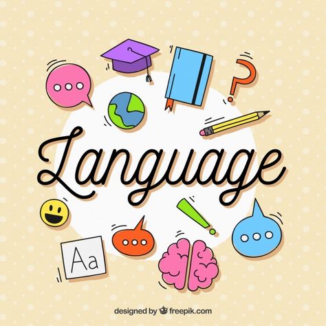 Language composition with flat design | Free Vector #Freepik #vector #freebackground #freeschool #freedesign #freeeducation Project Cover Page, Language Journal, Passive Voice, School Book Covers, Bullet Journal Cover Ideas, Notebook Cover Design, School Creative, Language Art, Notebook Art