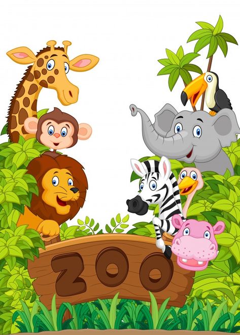 Collection of zoo animals | Premium Vector #Freepik #vector #background #tree #character #cartoon Jungle Animals Cartoon, Cartoon Zoo Animals, Cartoon Jungle Animals, Art Of Zoo, Animal Pictures For Kids, Zoo Pictures, Minions Coloring Pages, Cartoon Sea Animals, Jungle Theme Birthday