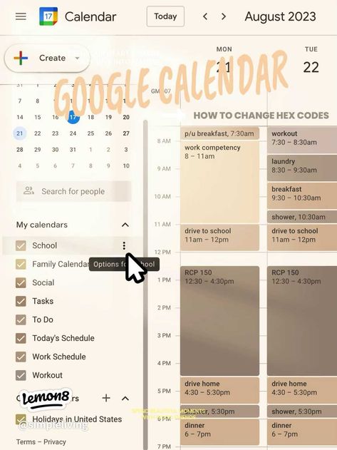 GOOGLE CALENDAR HEX CODES | Gallery posted by t a r y n | Lemon8 Google Calender Colors, Google Calendar Color Palette Hex Codes, Google Hex Codes, Hex Codes For Google Calendar, Google Calendar Aesthetic Hex Codes, Google Calendar Categories, Calendar Hex Codes, Google Calendar Color Scheme Hex Codes, Google Calendar Colors