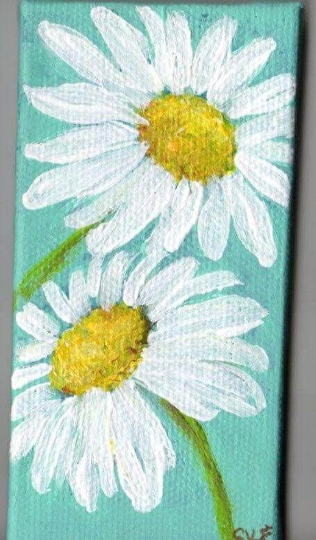 Diy Canvas, Diy Canvas Art, Daisy Painting, Easy Canvas Painting, Ideas Painting, Simple Acrylic Paintings, Night Painting, Painting Class, Canvas Art Painting