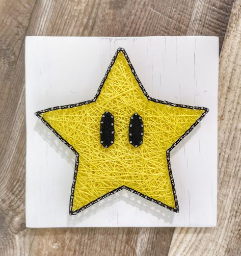 Hilograma Ideas, 4 Town, Mario Star, Nail String, String Art Templates, Nail String Art, String Crafts, String Art Diy, Diy Art Projects