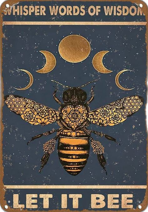Whisper Words Of Wisdom, Bee Artwork, Bee Sign, Bee Lover Gifts, Craft Logo, Bee Wall, Stay Wild Moon Child, Wild Moon, Vintage Bee