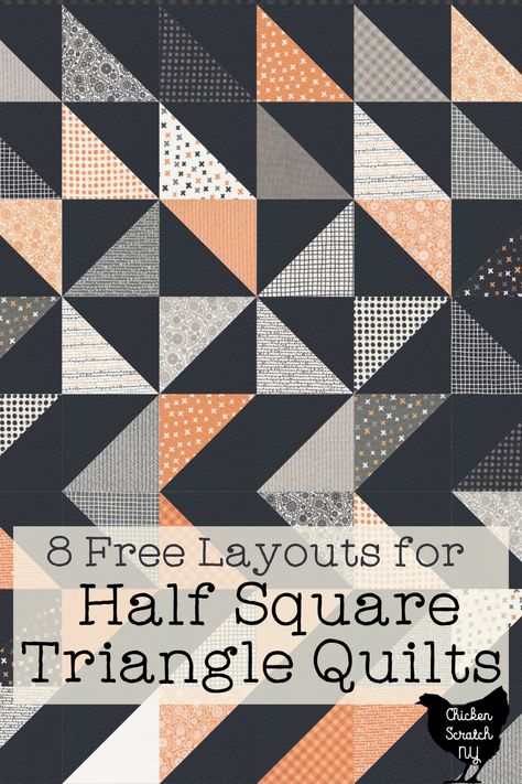 Half Square Triangles are a huge part of quilting, and mastering them is a skill worth having! Here are 8 simple half-square triangle quilt patterns to give you lots of options for all your HSTs. Patchwork, Easy Triangle Quilt, Hst Patterns Quilt, Hst Quilt Layouts, Half Square Triangle Layouts, Half Square Triangle Quilt Ideas, Triangle Square Quilt Pattern, Quilt With Triangles, Quilts Using Triangles