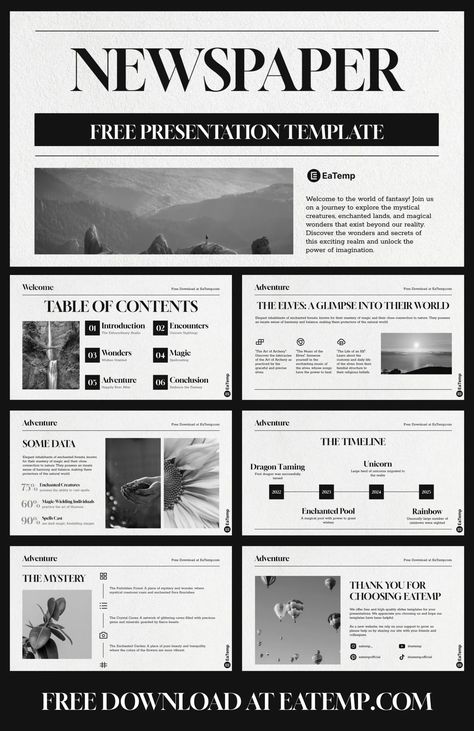 Slide Show Presentation Templates, Google Powerpoint Template, Slideshow Design Ideas, Google Slides Layout Ideas, Best Powerpoint Templates, Newspaper Slide Template, Presentation Design Google Slides, Newspaper Ppt Template, Slides Google Templates