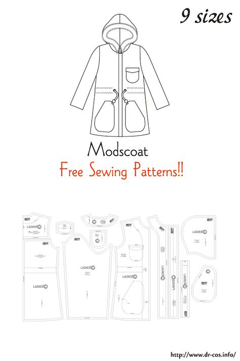 Molde, Rain Jacket Pattern, Raincoat Pattern Sewing, Sewing Coat Pattern Free, Men’s Clothes Sewing Patterns, Hooded Coat Sewing Pattern, Hooded Coat Pattern, Winter Coat Pattern, Raincoat Pattern