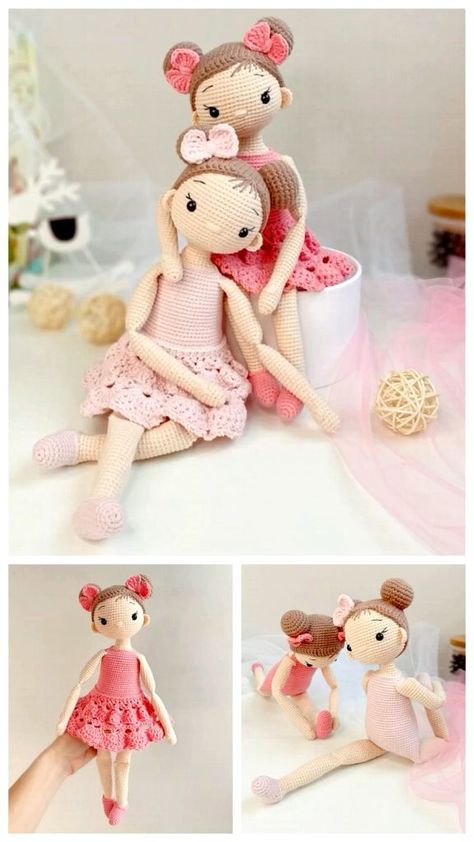 Amigurumi Ballerina, Doll Free Pattern, Crochet Doll Clothes Free Pattern, Doll Amigurumi Free Pattern, Crochet Tutorial Pattern, Free Amigurumi Crochet Patterns, Amigurumi Minta, Amigurumi Free Patterns, Pola Amigurumi