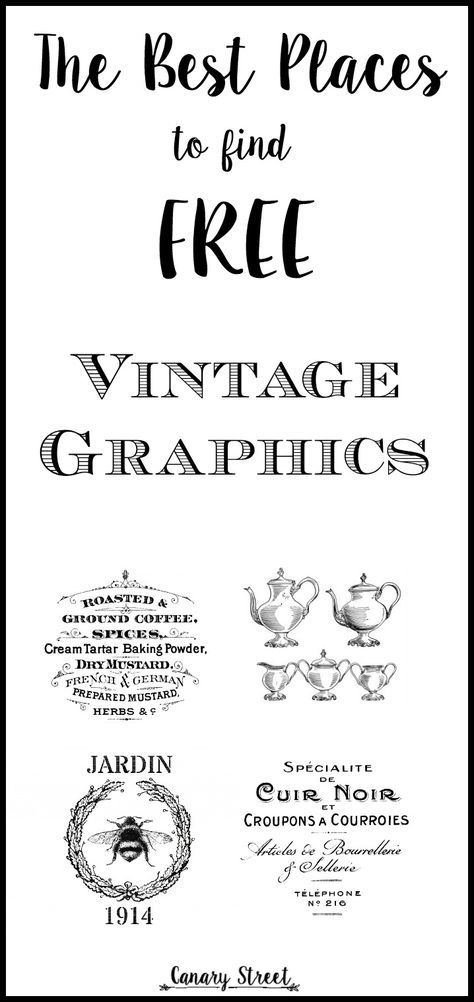 The Best Places To Find Free Vintage Graphics - Canary Street Crafts Free Vintage Farm Animal Printables, Free Printable Vintage Images, Free Printable Images, Free Stencils Printables Templates, Etiquette Vintage, Foto Transfer, Decor Hacks, Graphics Fairy, Images Vintage